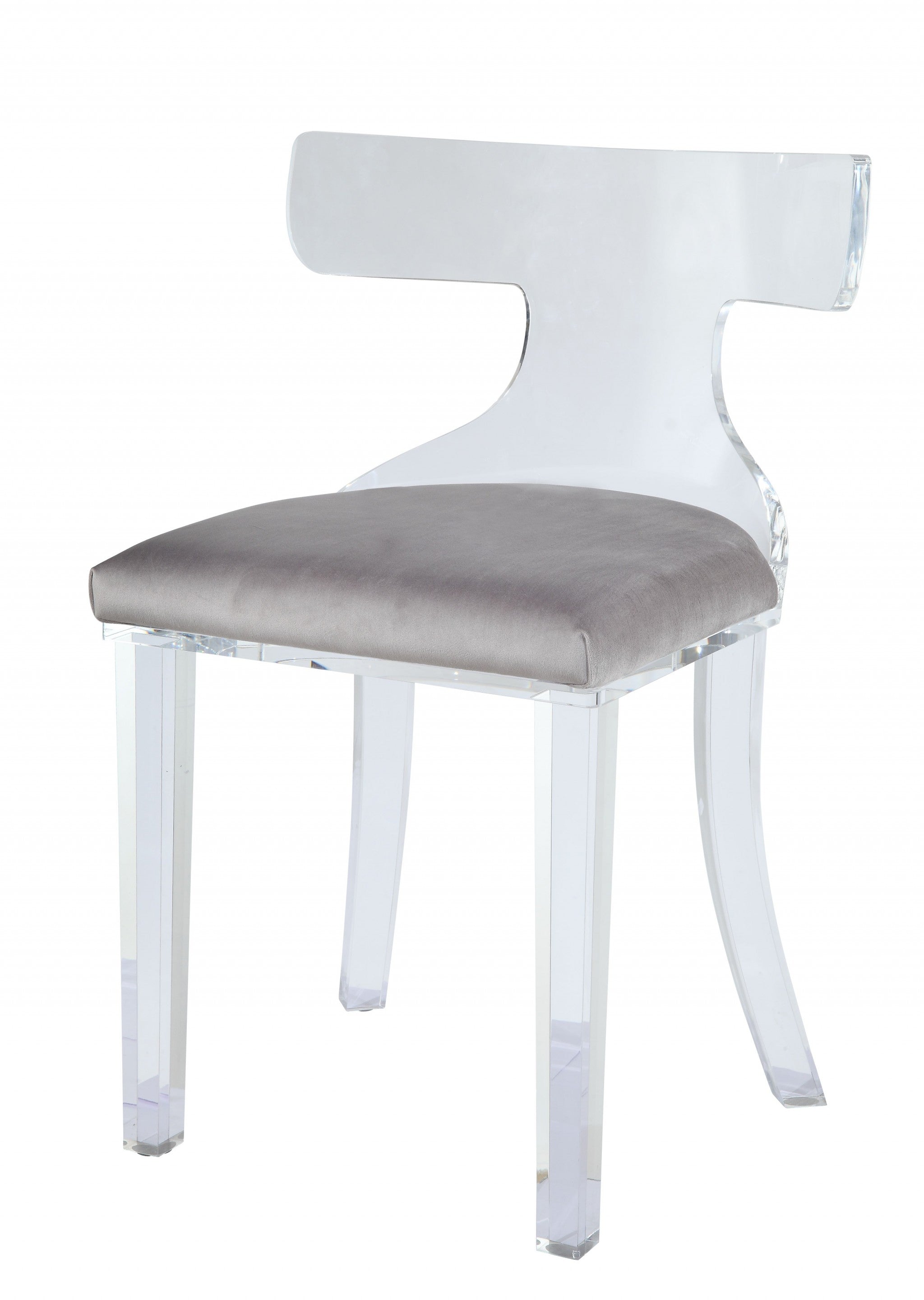 20" Gray and White Velvet Side Chair-Accent Chairs-DECOROLALA