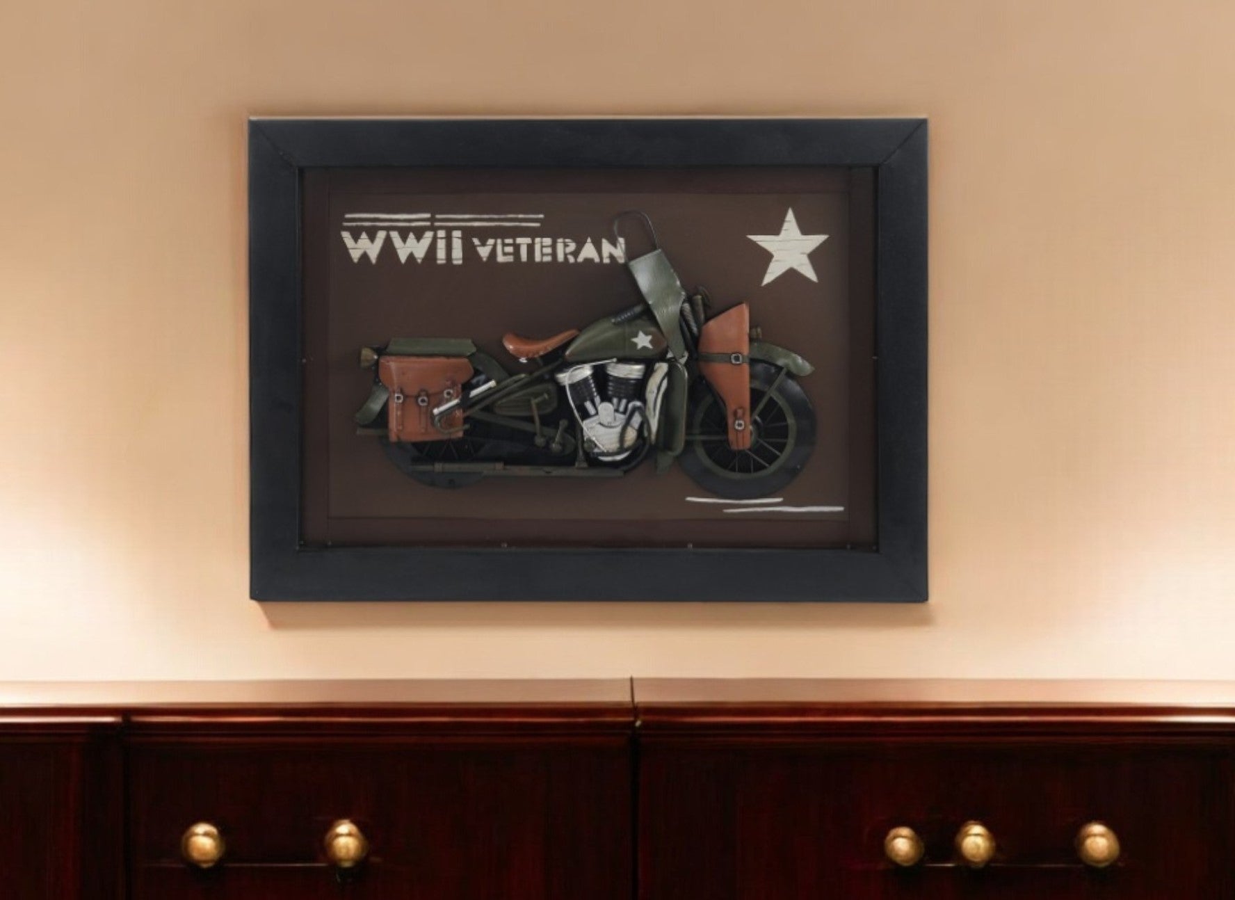 20" Green and Black Metal Hand Painted Figurine Tabletop Sculpture-Sculptures-DECOROLALA