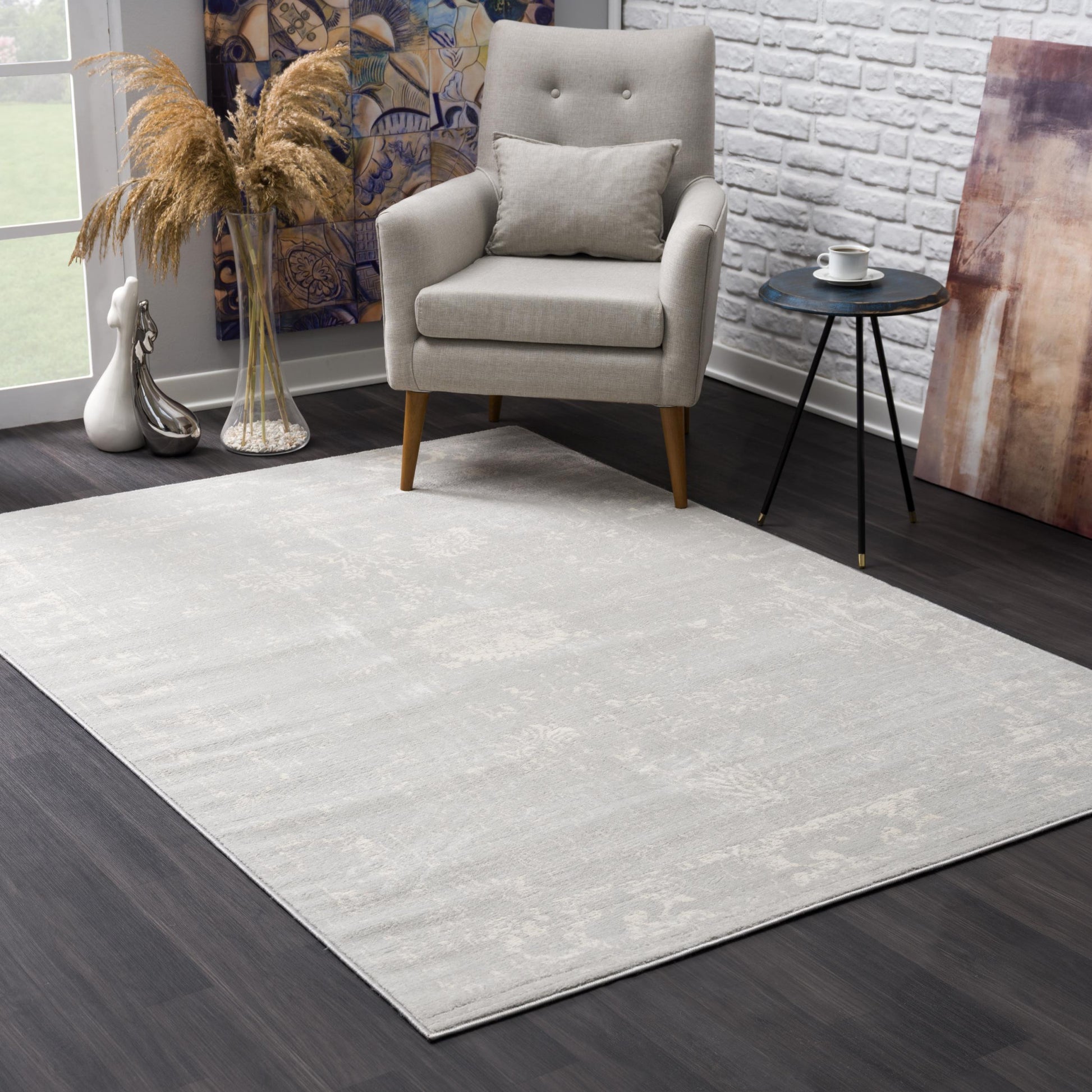 20' Grey Abstract Runner Rug-Area Rugs-DECOROLALA