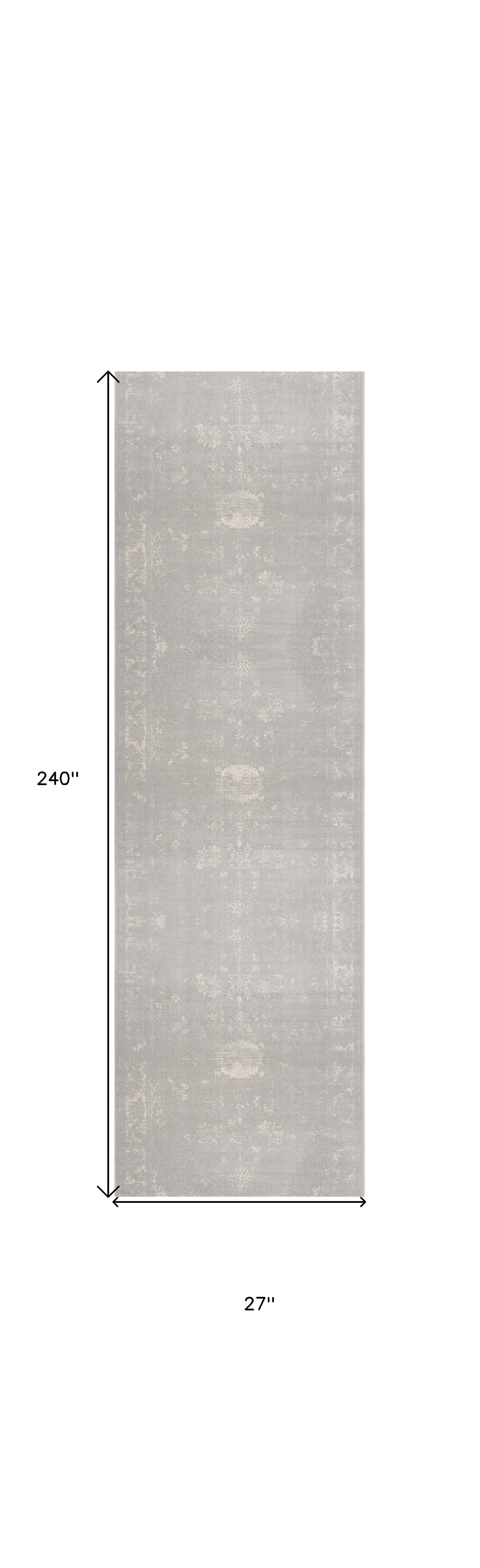 20' Grey Abstract Runner Rug-Area Rugs-DECOROLALA