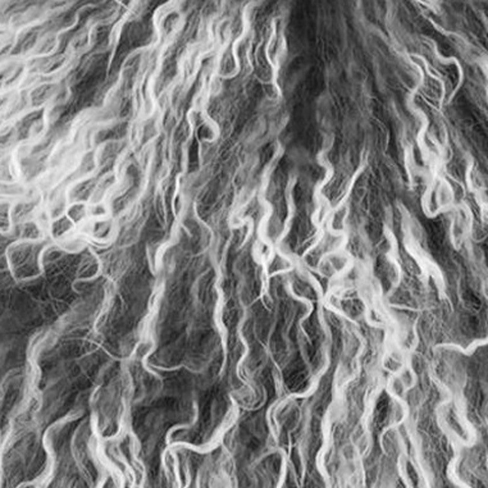 20" Grey Genuine Tibetan Lamb Fur Pillow With Microsuede Backing-Accent Throw Pillows-DECOROLALA