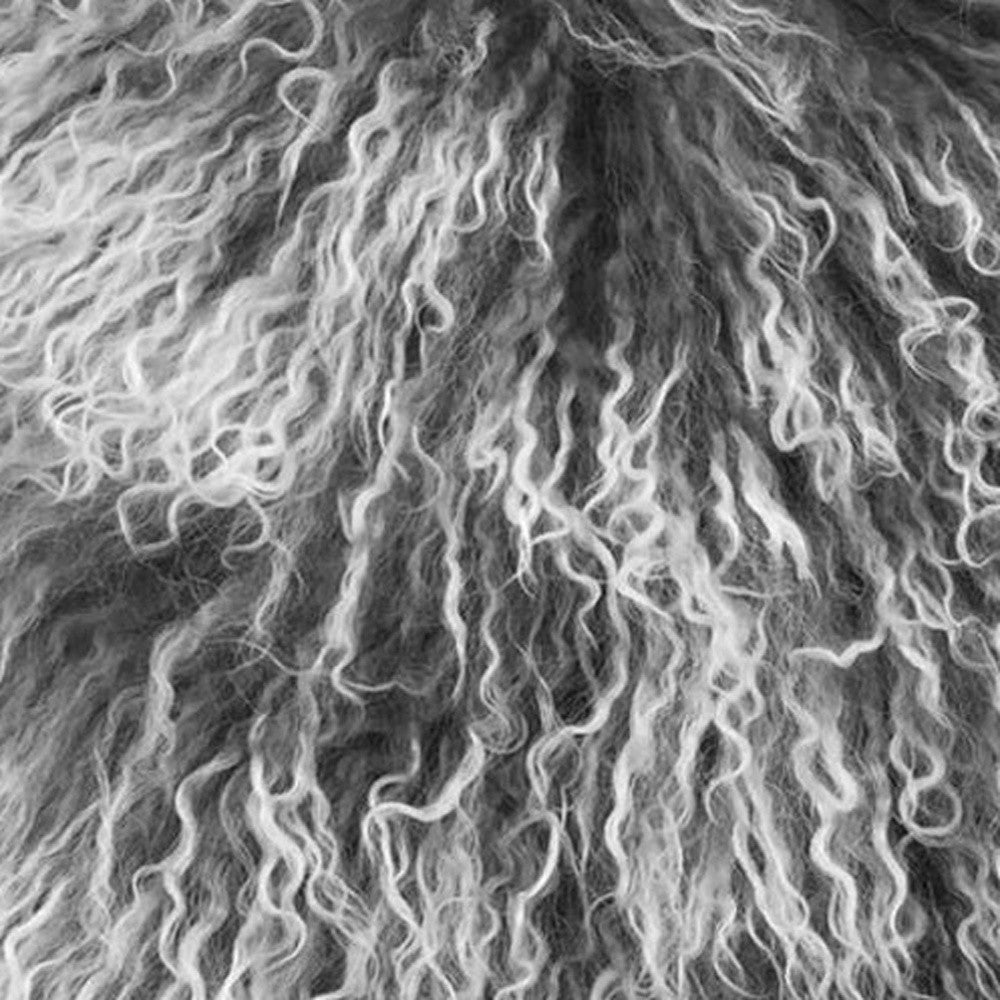 20" Grey Genuine Tibetan Lamb Fur Pillow With Microsuede Backing-Accent Throw Pillows-DECOROLALA