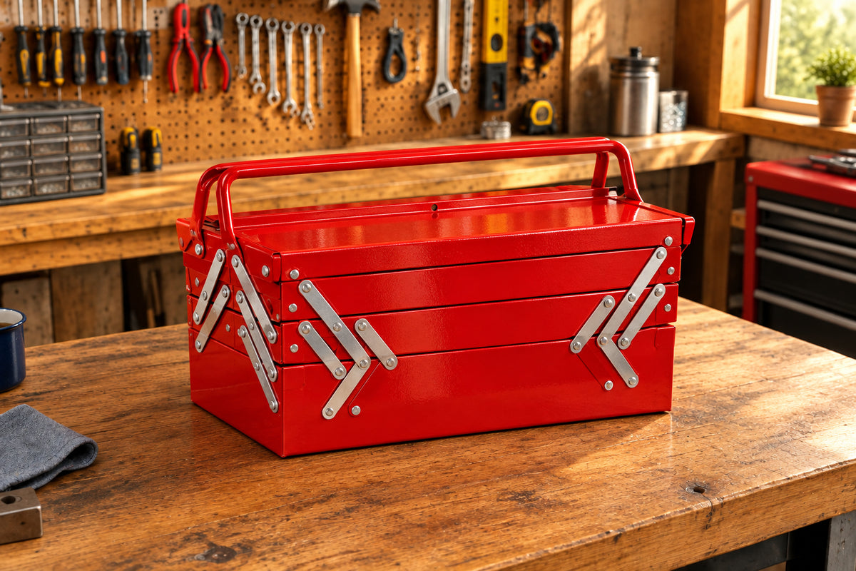 20 Inch Metal Tool Box Portable with 5 Trays Cantilever-Garages-DECOROLALA