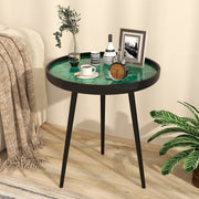 20 Inch Mid-century Modern Coffee End Table with Sea Shell Decoration-Green-End & Side Tables-DECOROLALA