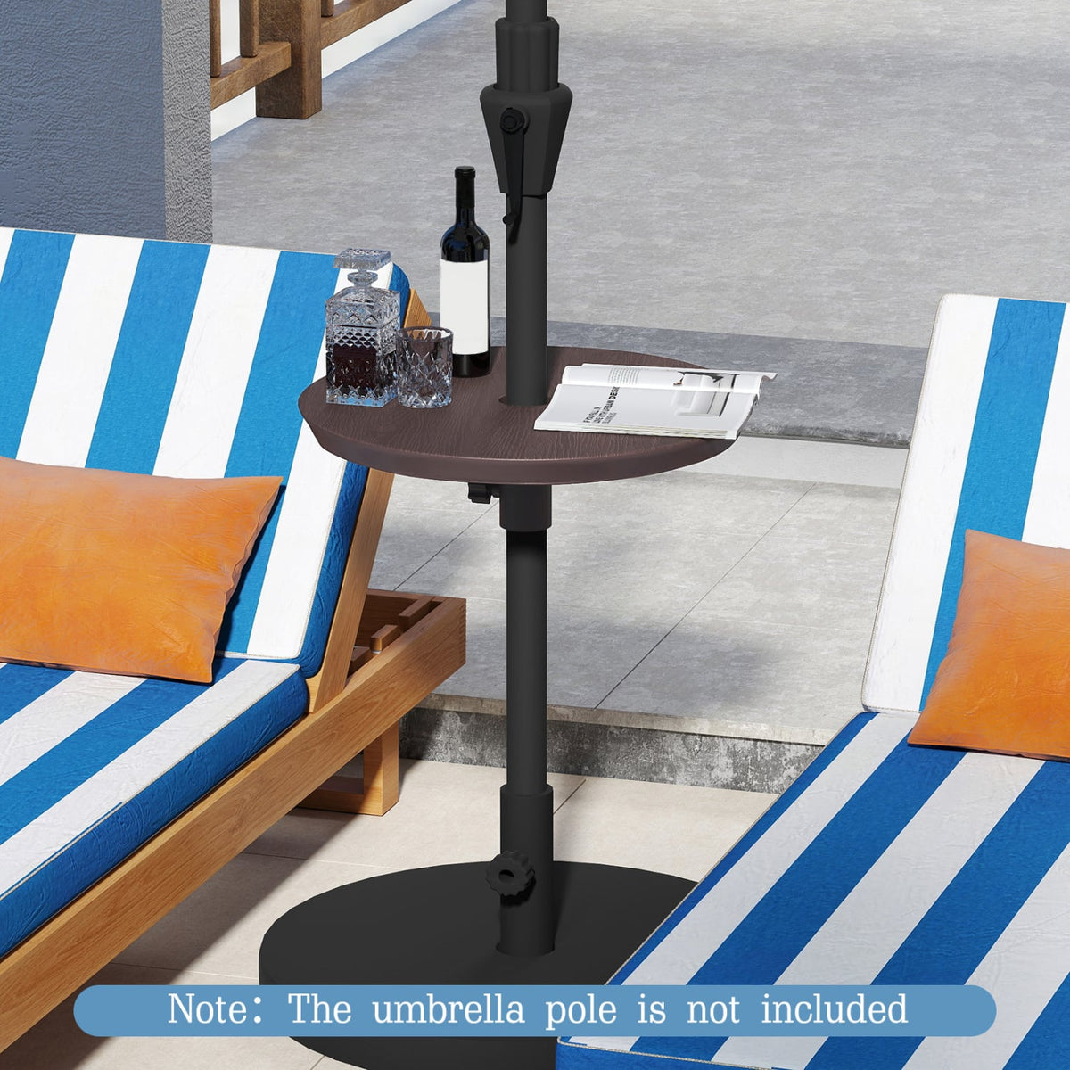 20 Inch Outdoor Adjustable Umbrella Table for 2 Sizes Patio Umbrella Pole-Coffee-Outdoor Umbrella Bases-DECOROLALA