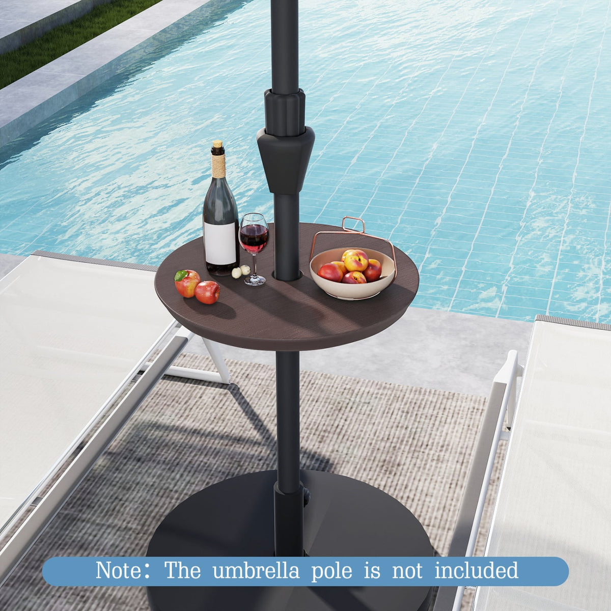 20 Inch Outdoor Adjustable Umbrella Table for 2 Sizes Patio Umbrella Pole-Coffee-Outdoor Umbrella Bases-DECOROLALA