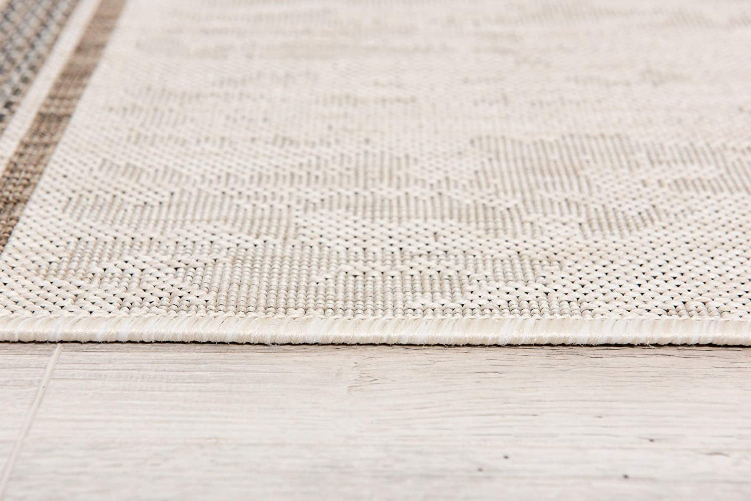 20' Ivory And Gray Striped Runner Rug-Area Rugs-DECOROLALA