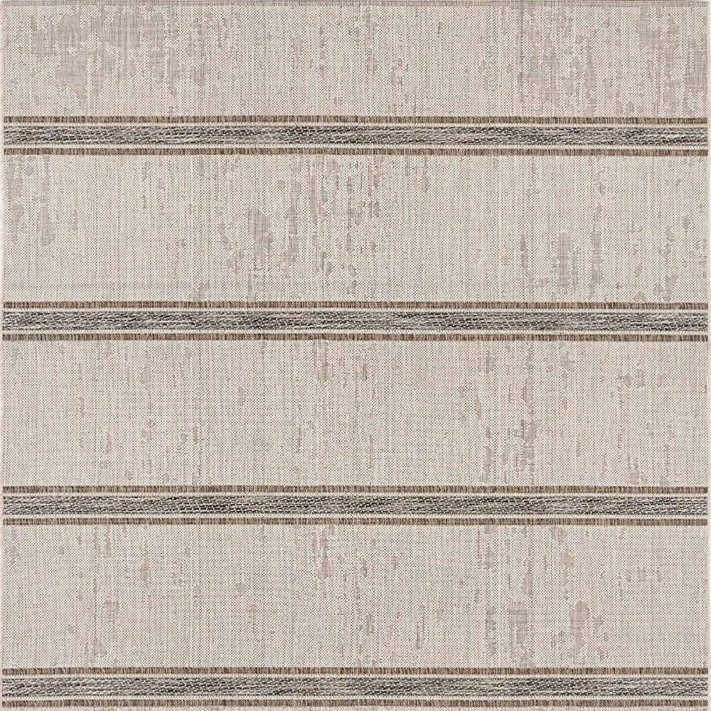 20' Ivory And Gray Striped Runner Rug-Area Rugs-DECOROLALA