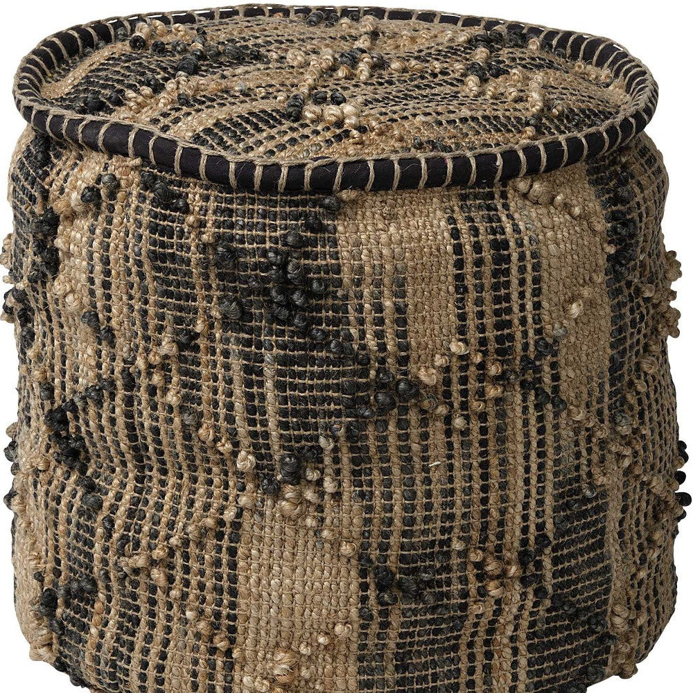 20" Jute Cylinder Geometric Pouf Ottoman-Ottomans-DECOROLALA