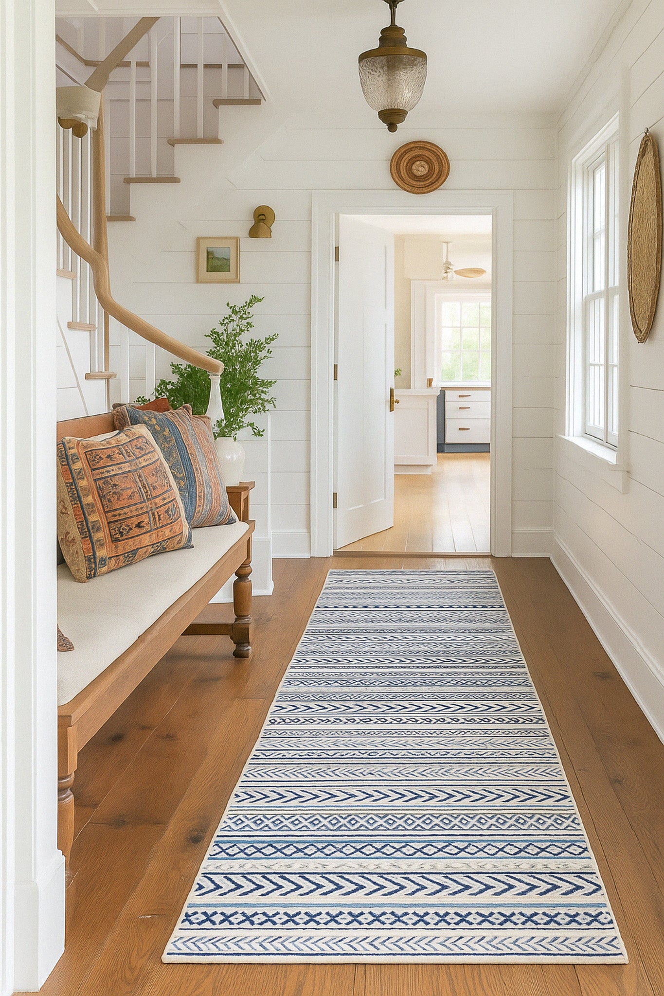 20' Navy Blue Abstract Runner Rug-Area Rugs-DECOROLALA