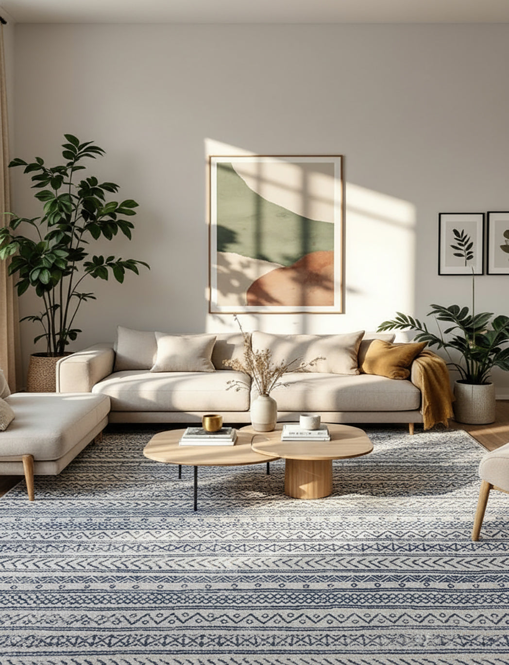 20' Navy Blue Abstract Runner Rug-Area Rugs-DECOROLALA