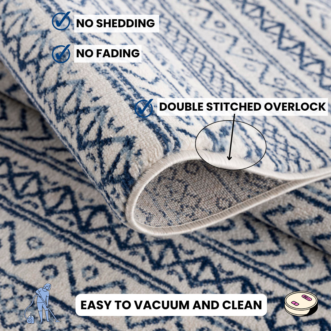 20' Navy Blue Abstract Runner Rug-Area Rugs-DECOROLALA