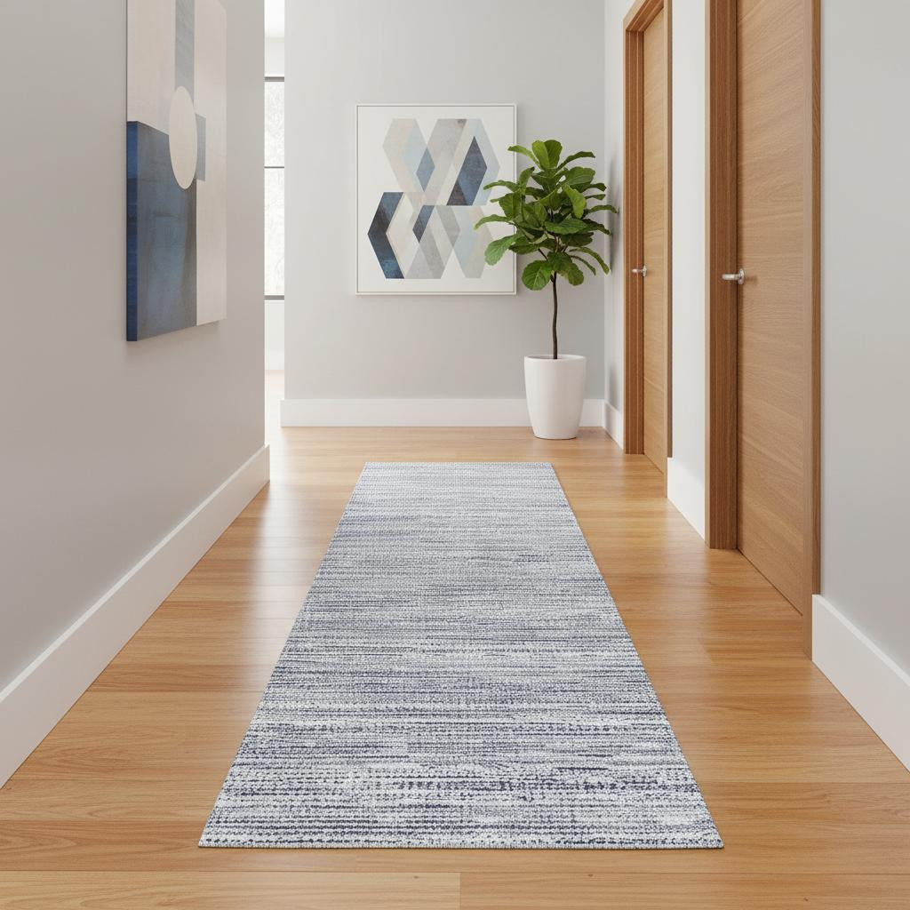 20' Navy Blue Abstract Runner Rug-Area Rugs-DECOROLALA