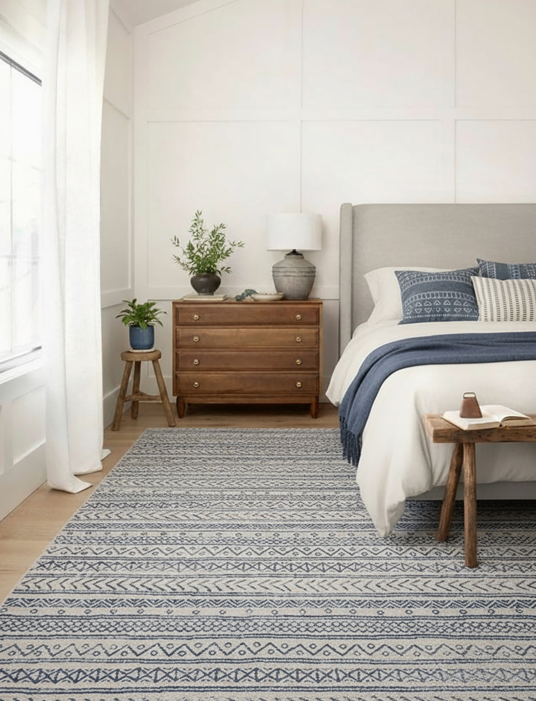 20' Navy Blue Abstract Runner Rug-Area Rugs-DECOROLALA