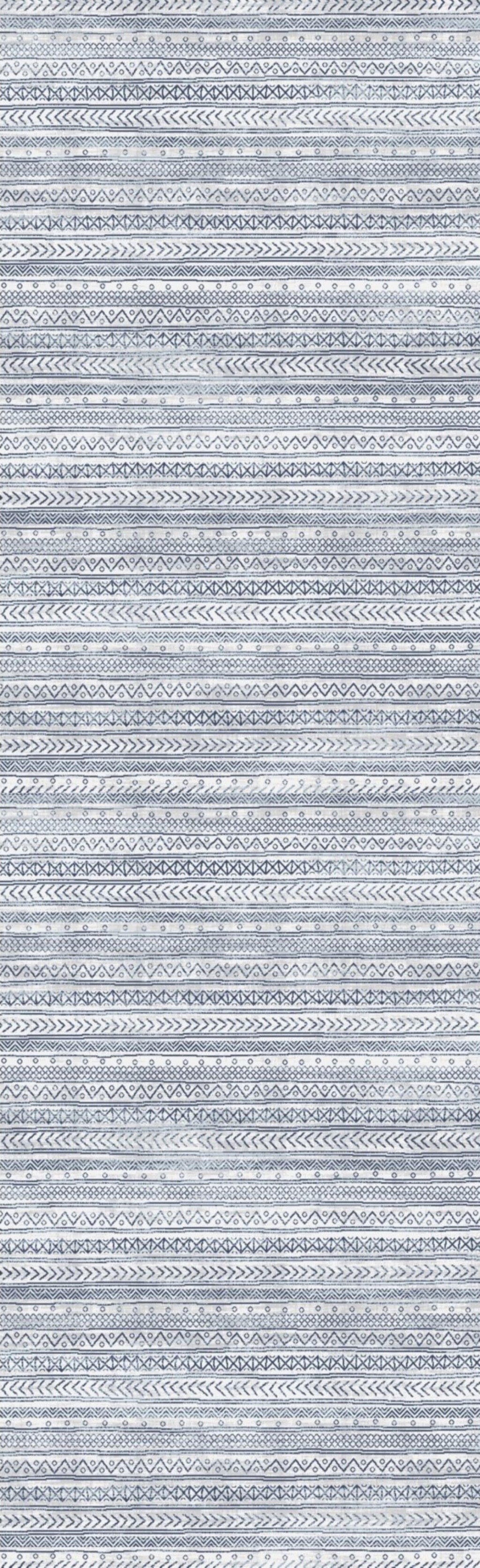 20' Navy Blue Abstract Runner Rug-Area Rugs-DECOROLALA