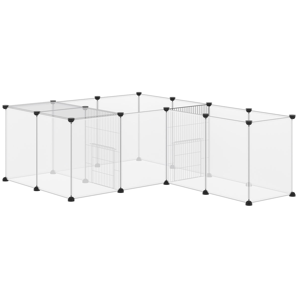 20-Panel DIY Small Animal Cage with Door and Cover - White-Small Animals-DECOROLALA
