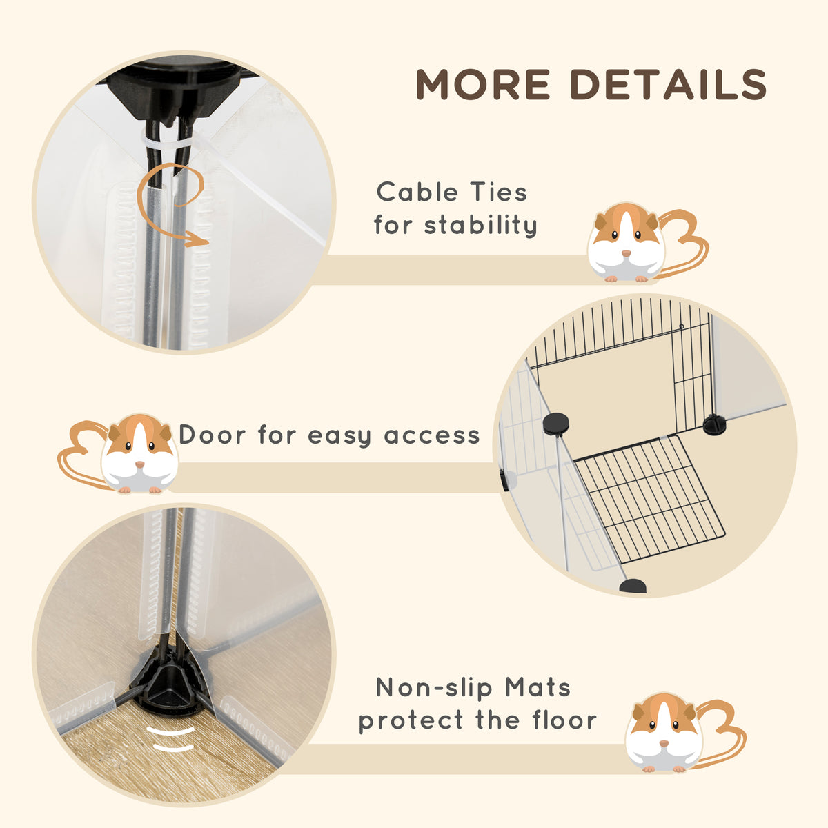 20-Panel DIY Small Animal Cage with Door and Cover - White-Small Animals-DECOROLALA