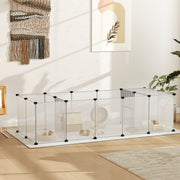 20-Panel DIY Small Animal Cage with Door and Cover - White-Small Animals-DECOROLALA