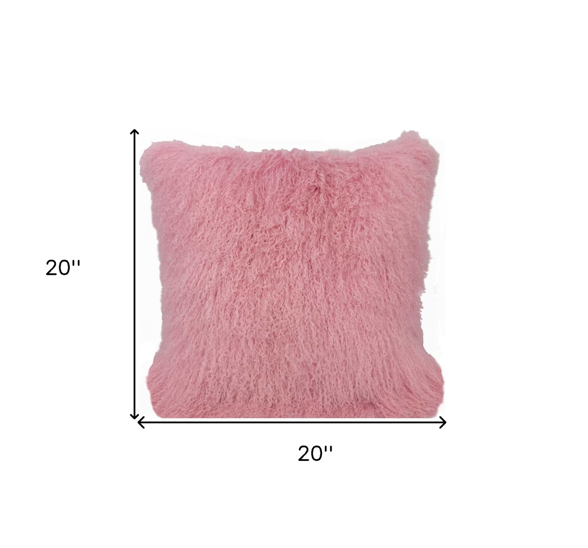 20" Pink Genuine Tibetan Lamb Fur Pillow With Microsuede Backing-Accent Throw Pillows-DECOROLALA