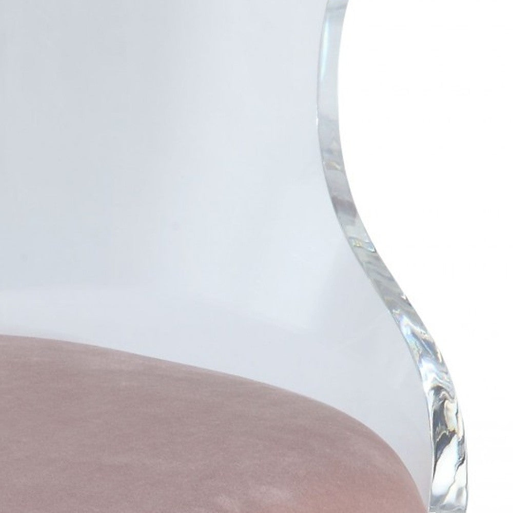 20" Pink and White Velvet Side Chair-Accent Chairs-DECOROLALA