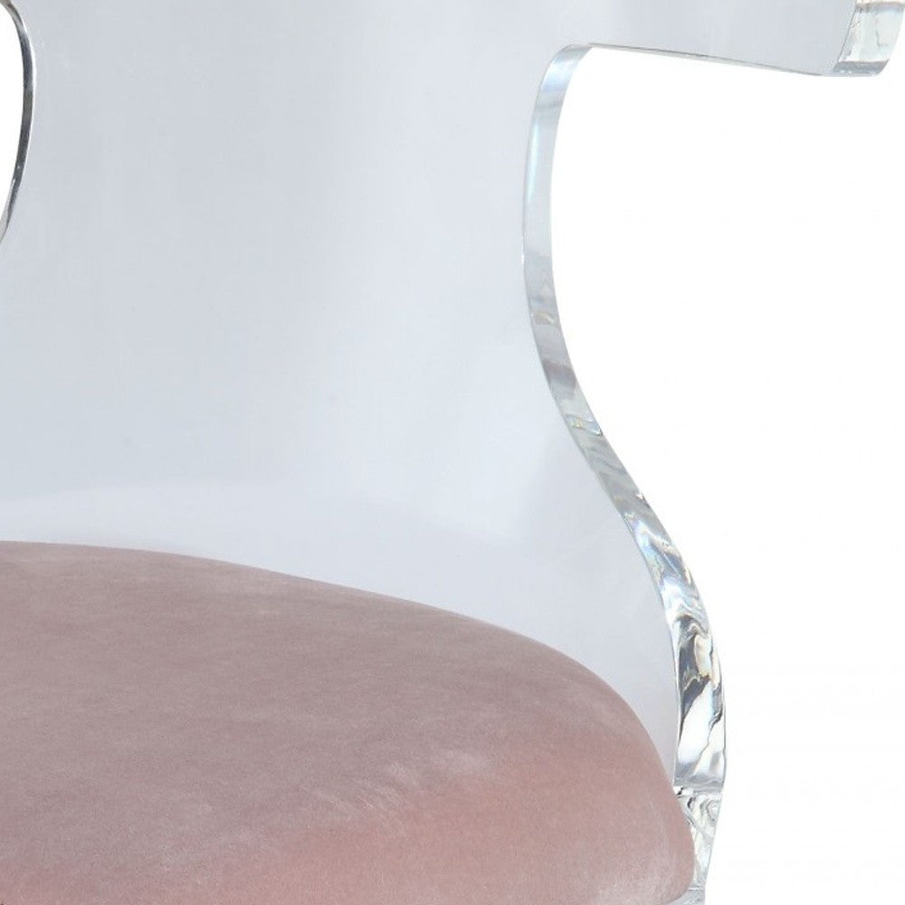 20" Pink and White Velvet Side Chair-Accent Chairs-DECOROLALA