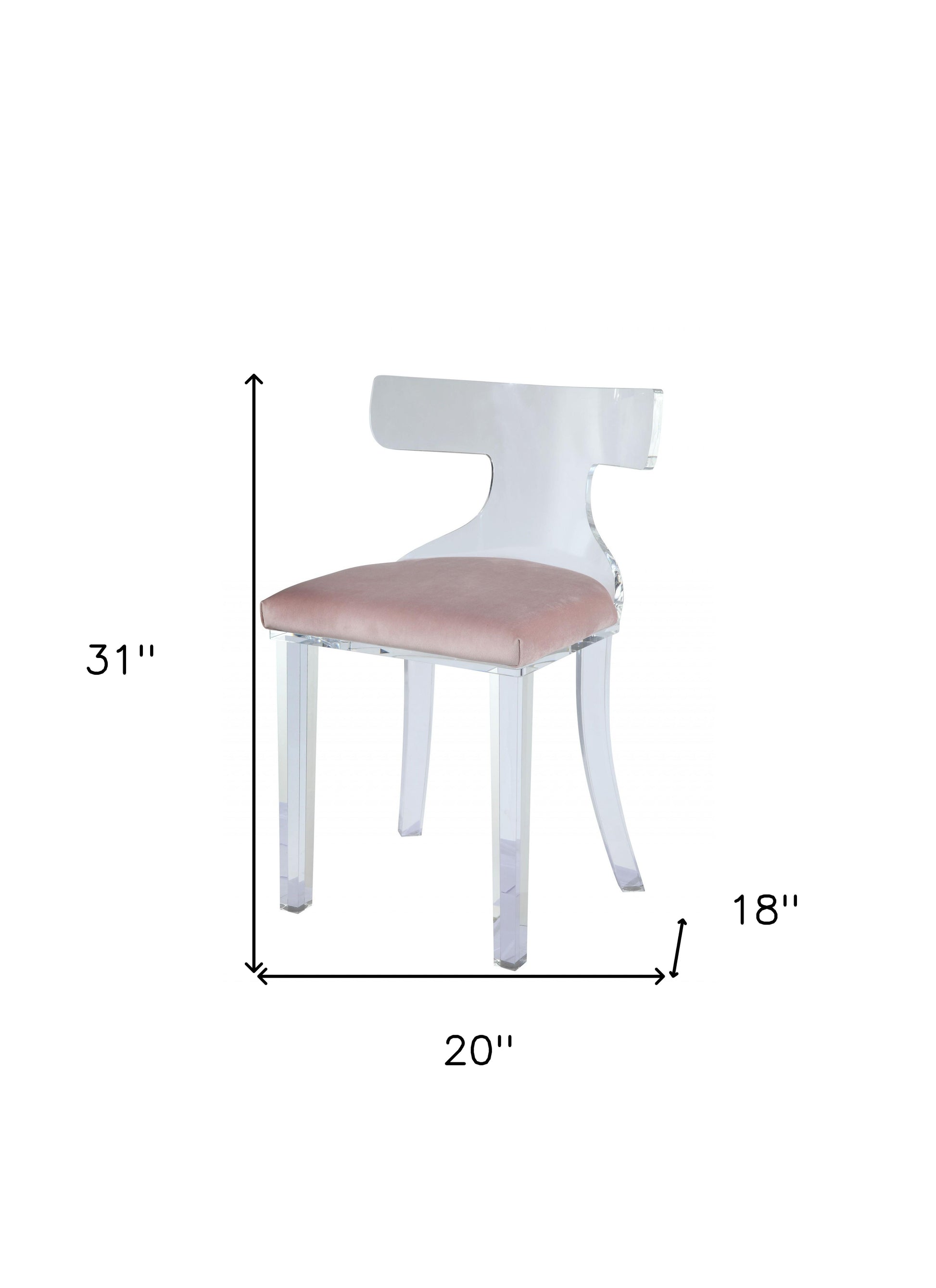 20" Pink and White Velvet Side Chair-Accent Chairs-DECOROLALA