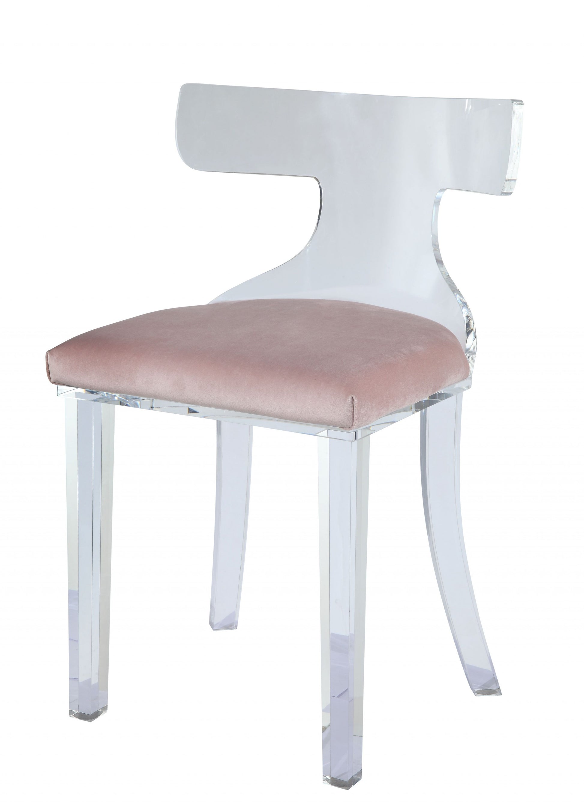 20" Pink and White Velvet Side Chair-Accent Chairs-DECOROLALA