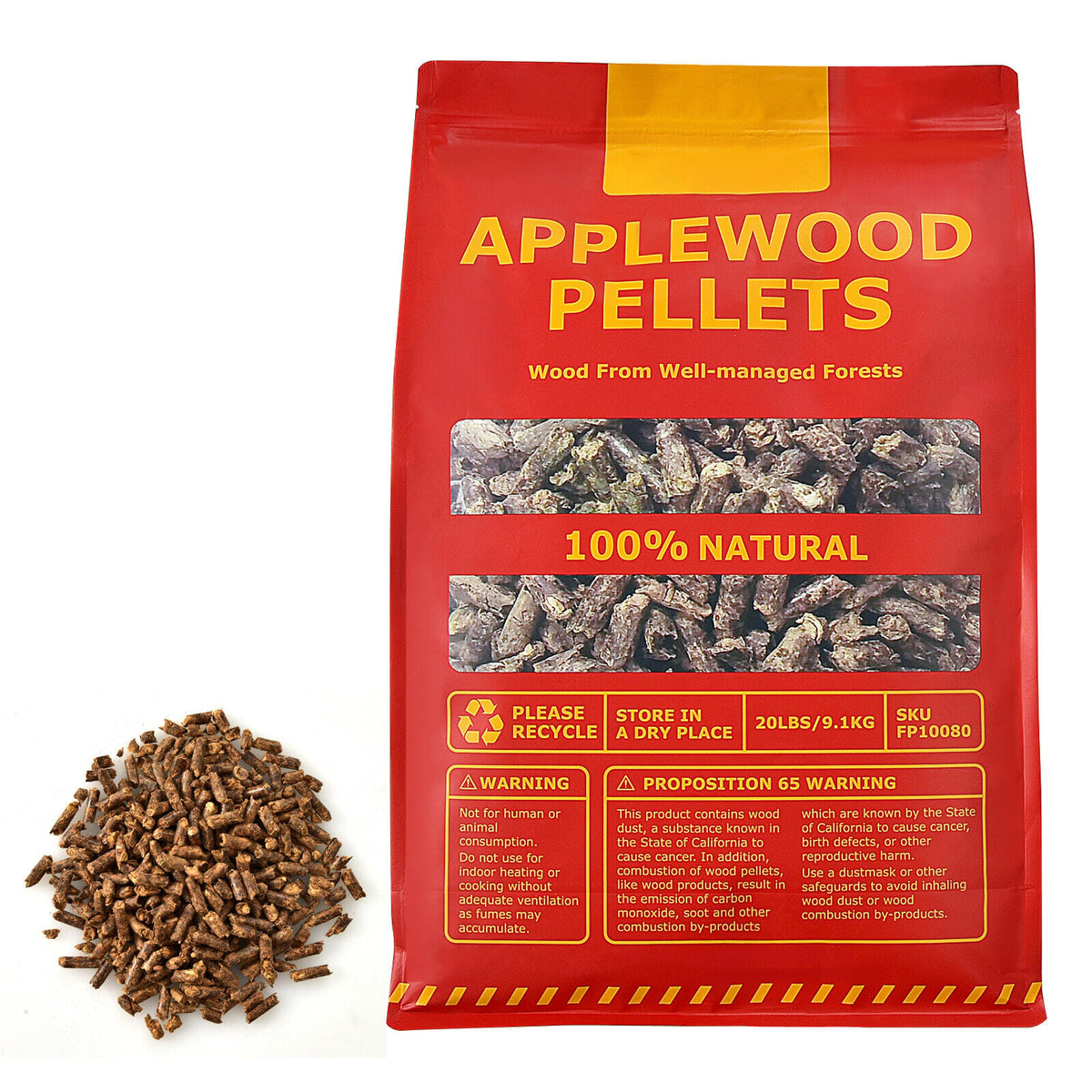 20 Pounds Apple Wood Pellets 100% All-Natural for Pellet Grills-Outdoor Grills-DECOROLALA