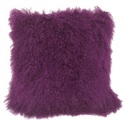 20" Purple Genuine Tibetan Lamb Fur Pillow With Microsuede Backing-Accent Throw Pillows-DECOROLALA