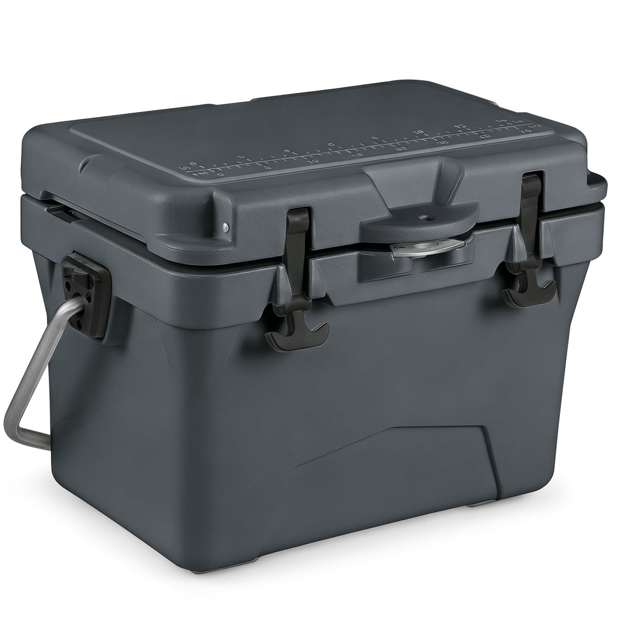 20 Quart Portable Hard Cooler with Built-in Ruler and Bottle-Gray-Coolers-DECOROLALA