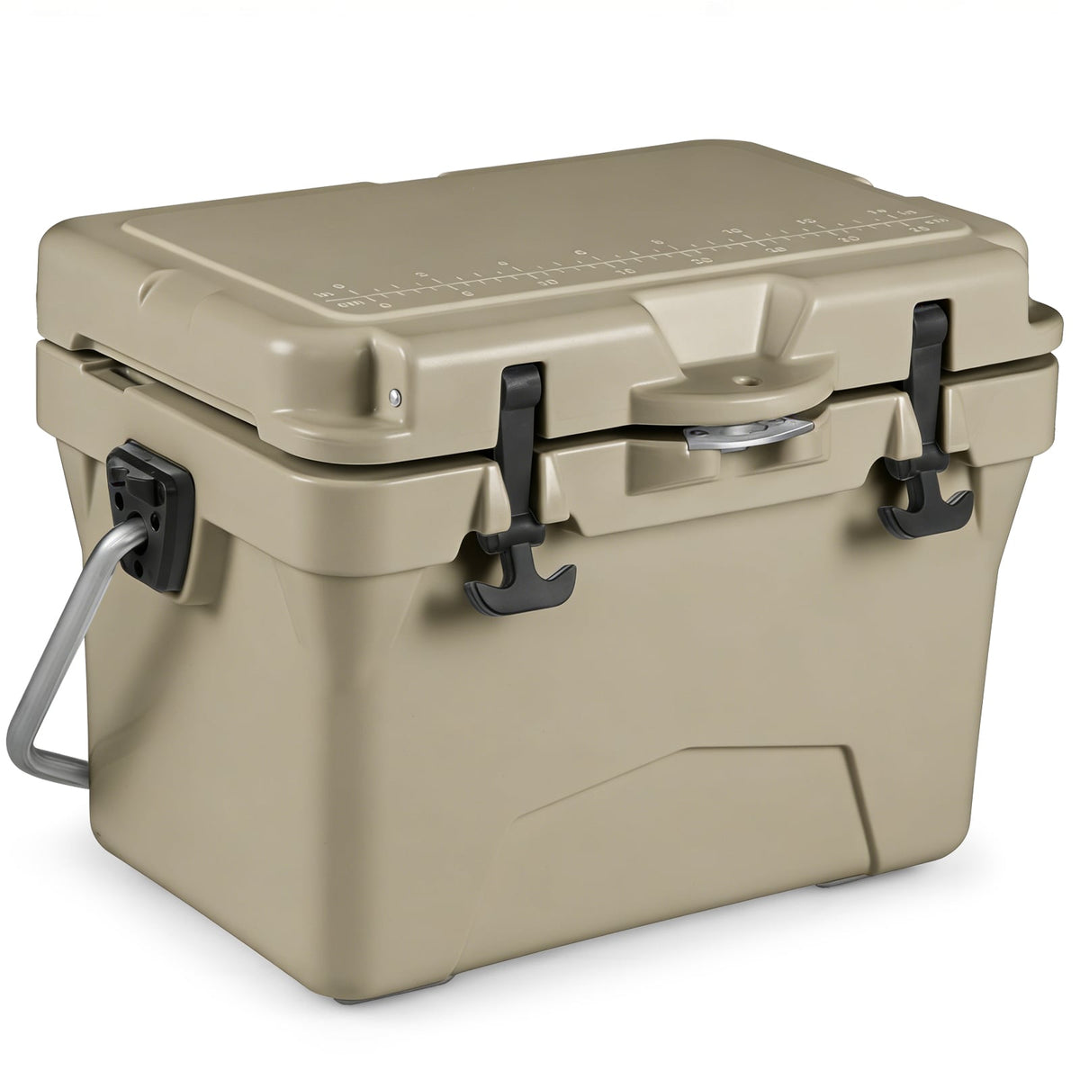 20 Quart Portable Hard Cooler with Built-in Ruler and Bottle-Khaki-Coolers-DECOROLALA