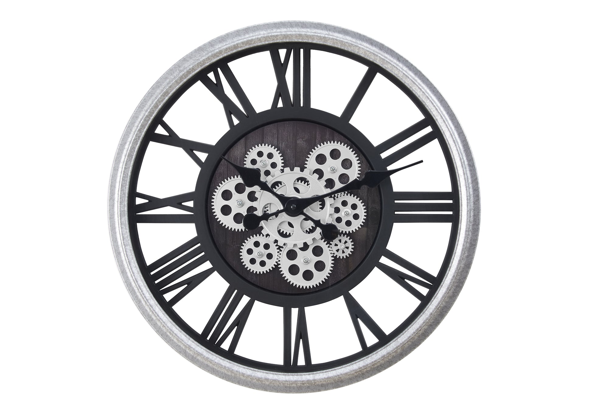 20" Round Skeleton Wall Clock Black/Silver-Clocks-DECOROLALA