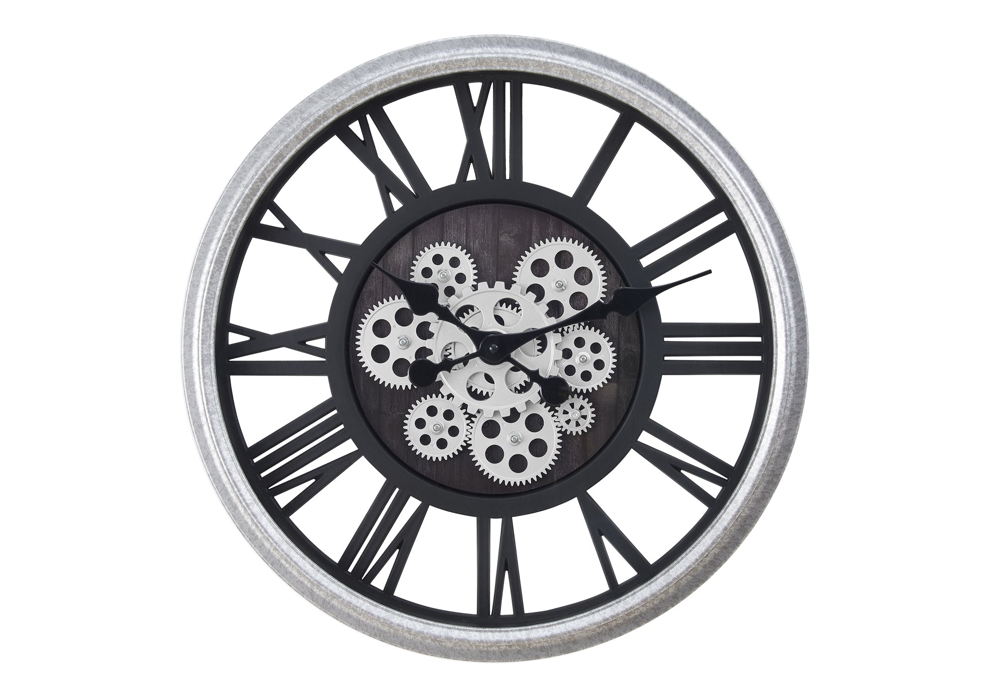 20" Round Skeleton Wall Clock Black/Silver-Clocks-DECOROLALA