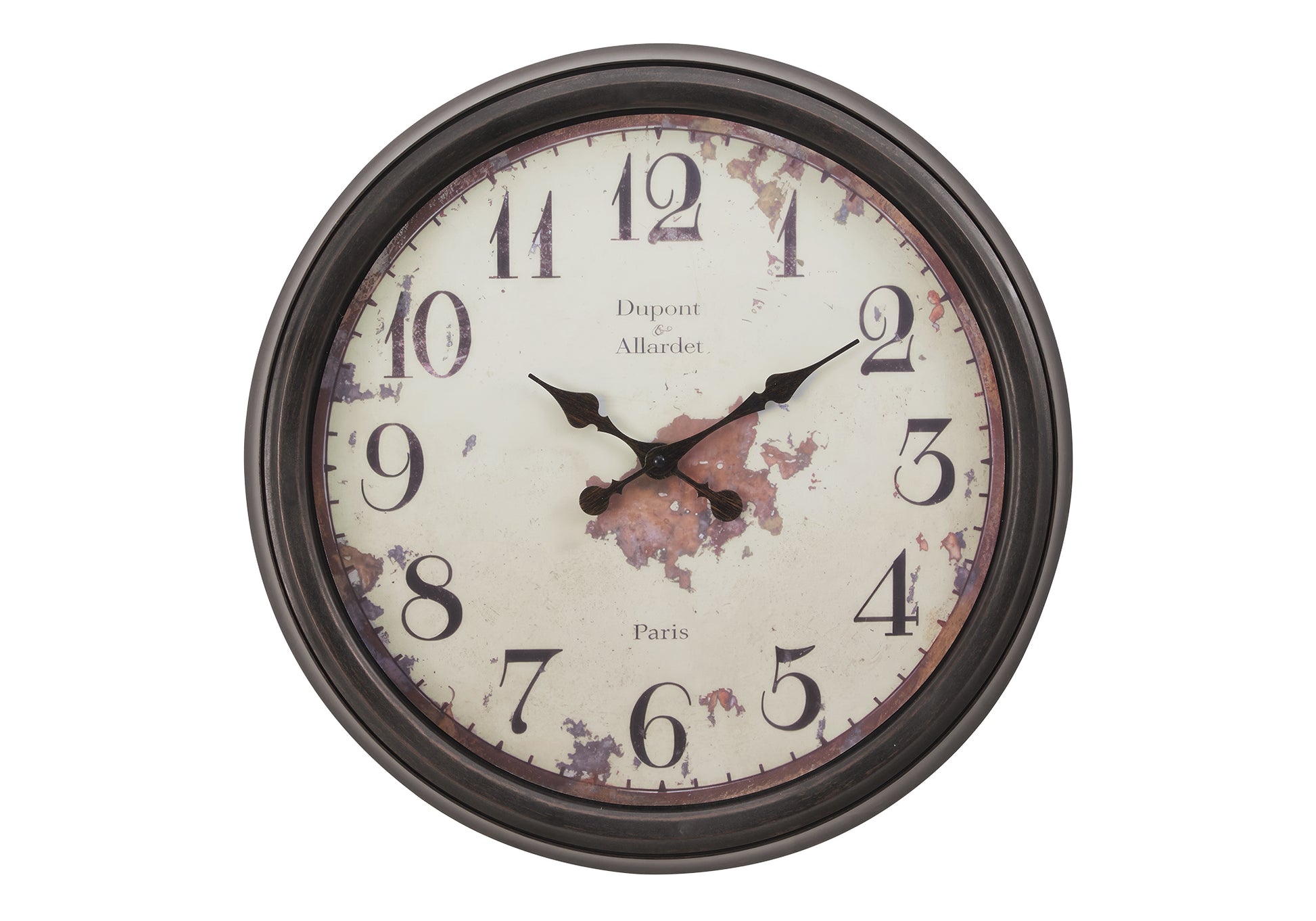 20" Round Vintage Wall Clock, Brown-Clocks-DECOROLALA