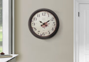 20" Round Vintage Wall Clock, Brown-Clocks-DECOROLALA