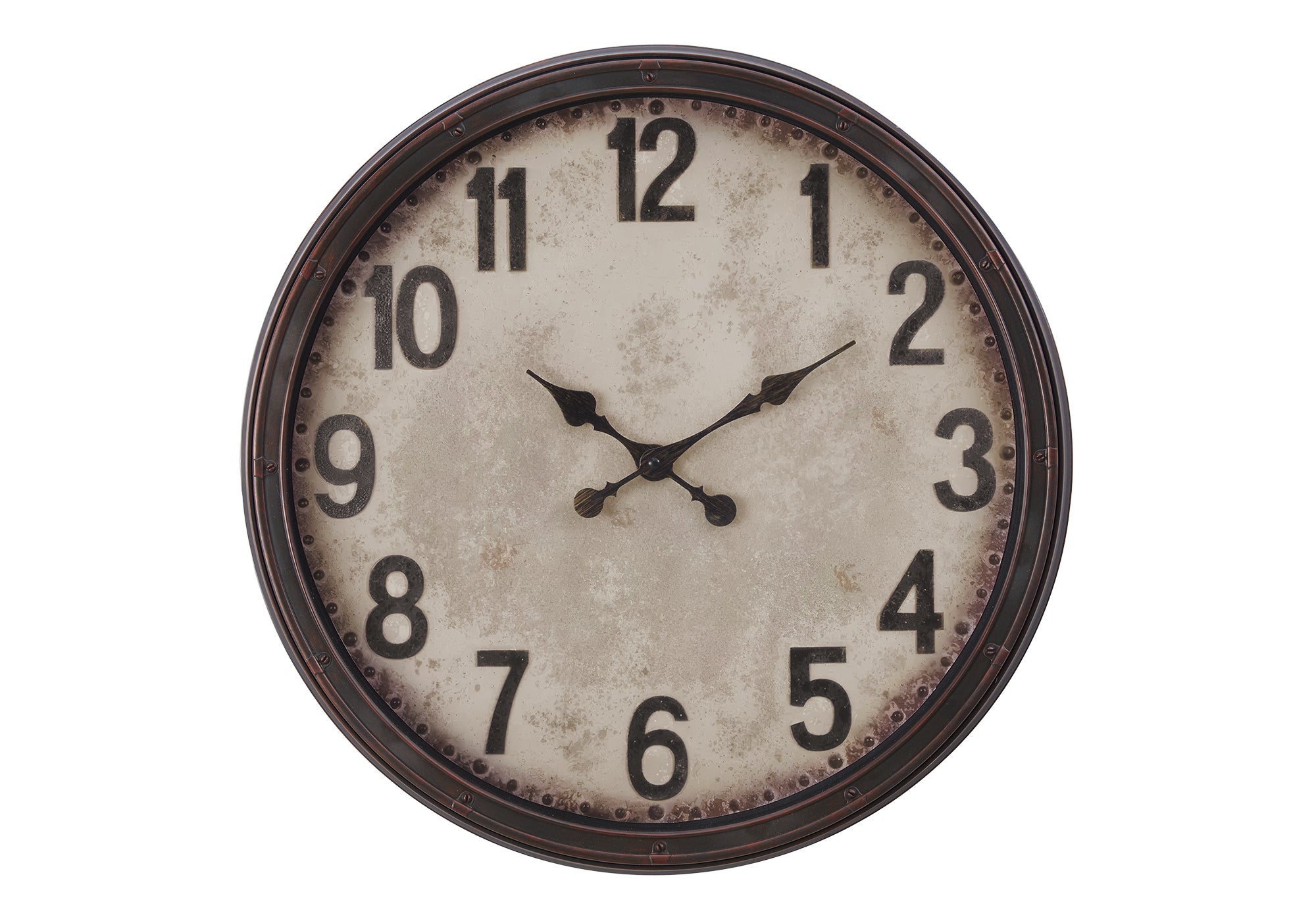 20" Round Wall Clock, Antique Brown-Clocks-DECOROLALA