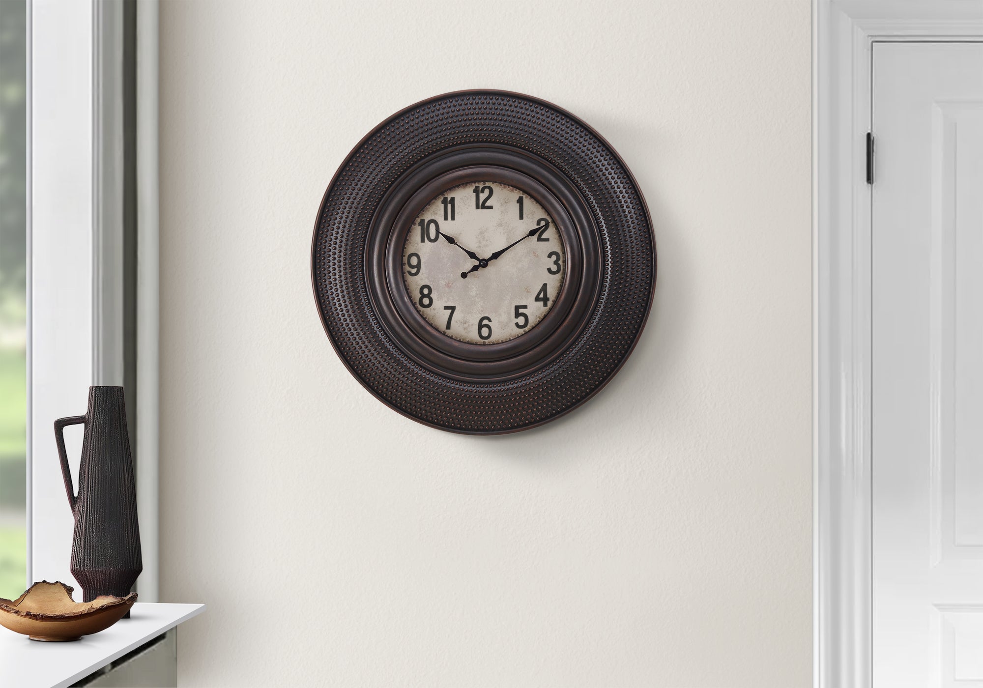 20" Round Wall Clock, Antique Brown-Clocks-DECOROLALA