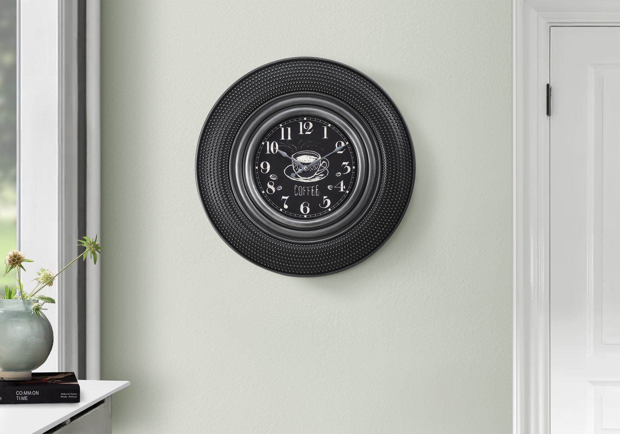 20" Round Wall Clock Charcoal Grey-Clocks-DECOROLALA