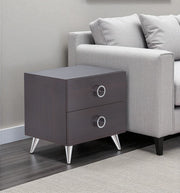 20" Silver And Espresso End Table With Two Drawers-End-Side Tables-DECOROLALA