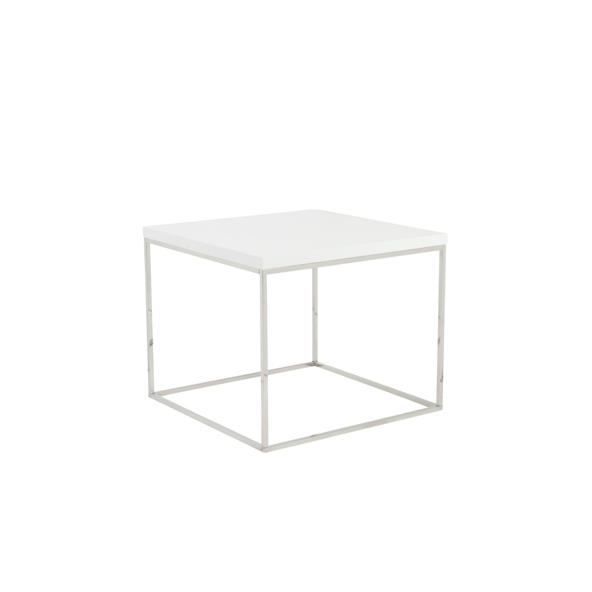 20" Silver And White Square End Table-End-Side Tables-DECOROLALA