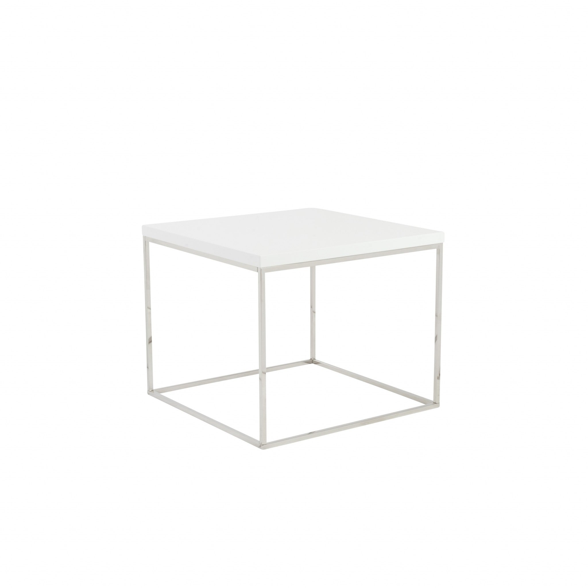20" Silver And White Square End Table-End-Side Tables-DECOROLALA