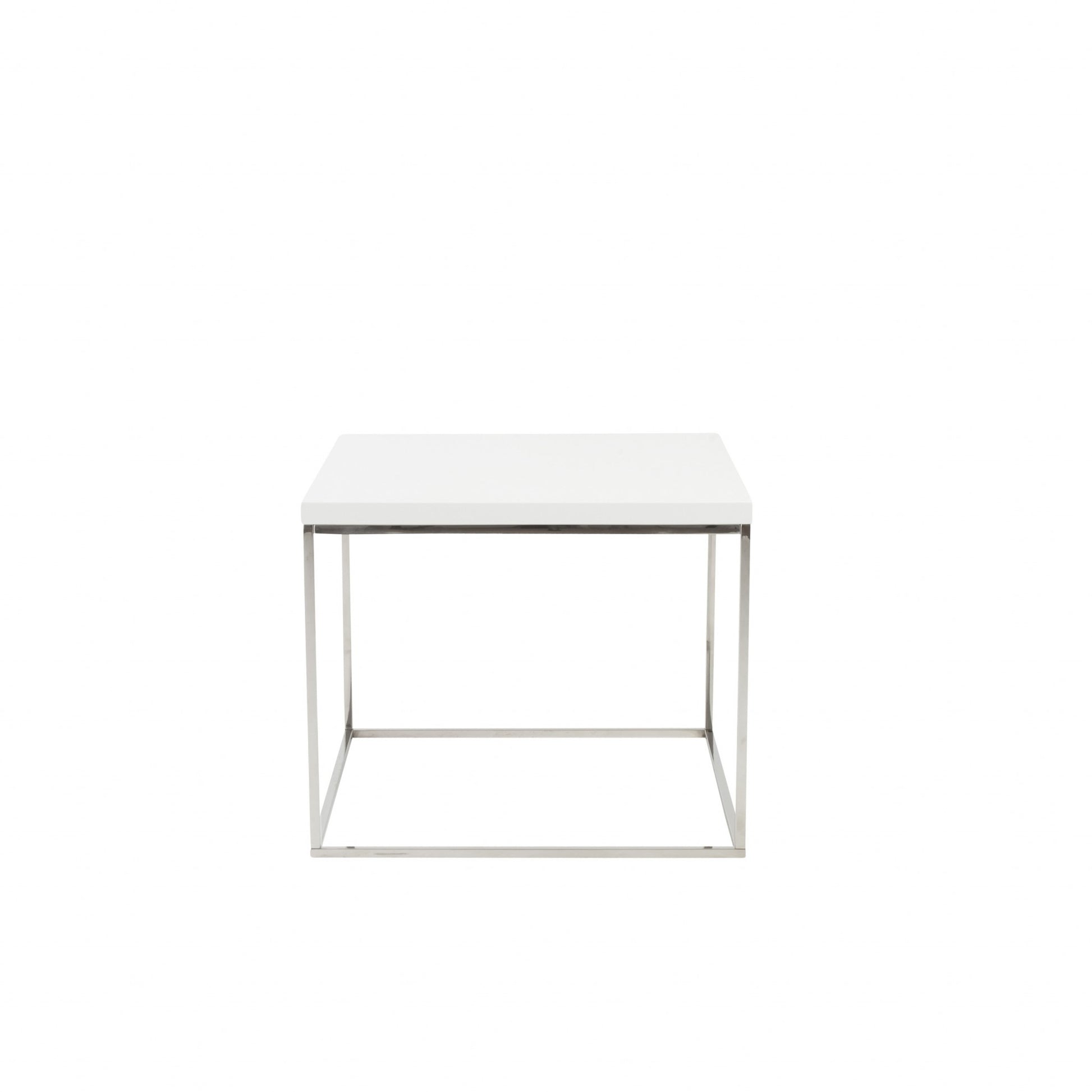 20" Silver And White Square End Table-End-Side Tables-DECOROLALA