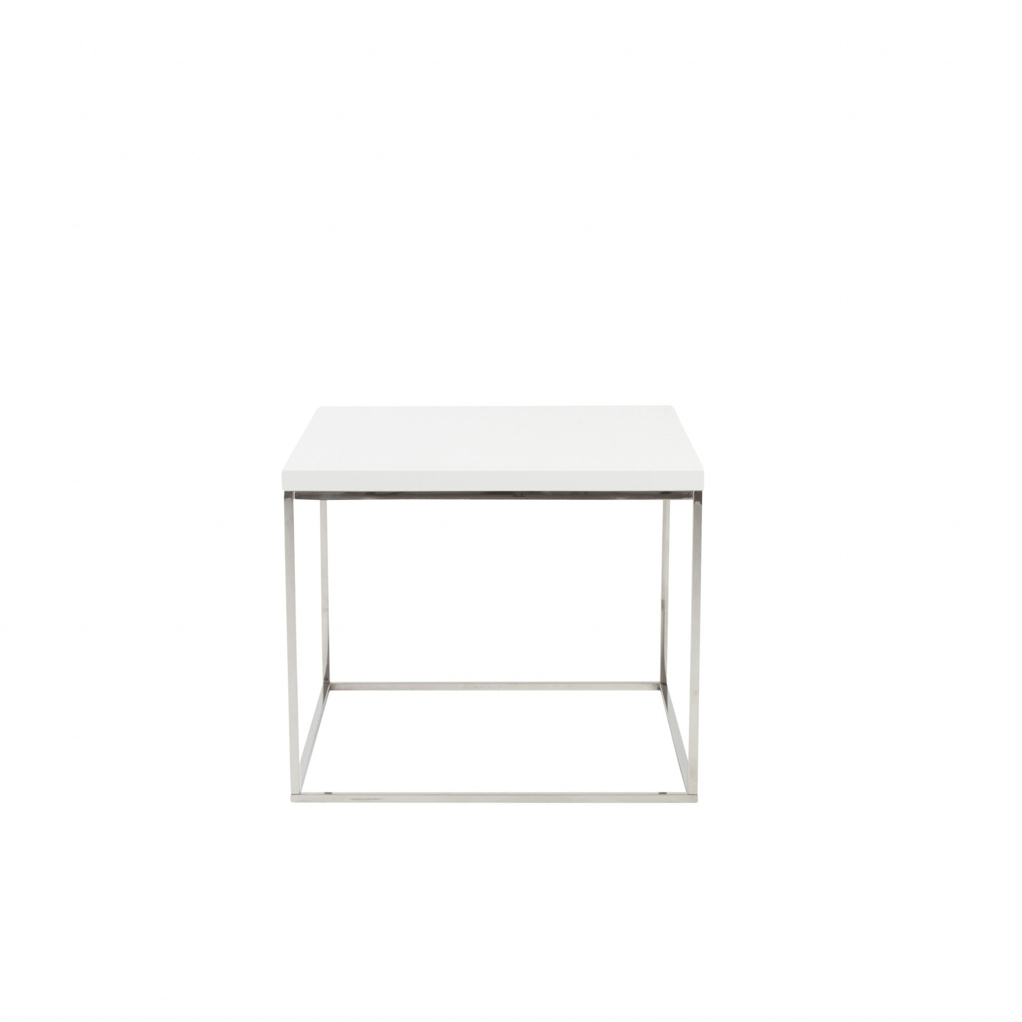 20" Silver And White Square End Table-End-Side Tables-DECOROLALA