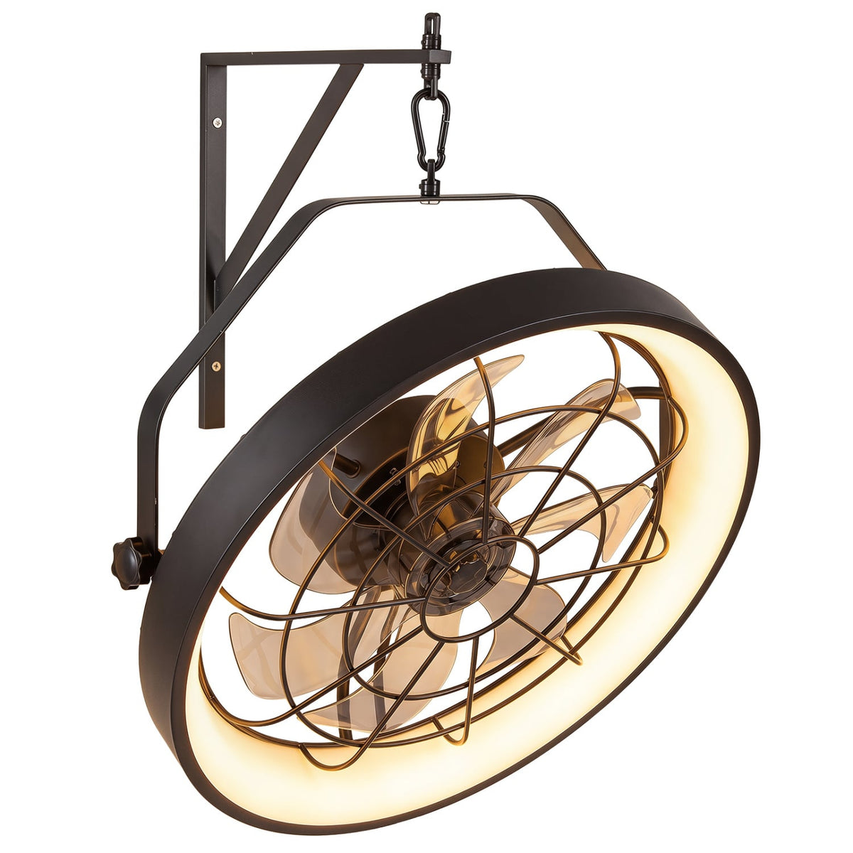 20” Wall Mounted Fan with 3CCT Dimmable LED Light and Timer-Black-Ceiling Fans-DECOROLALA