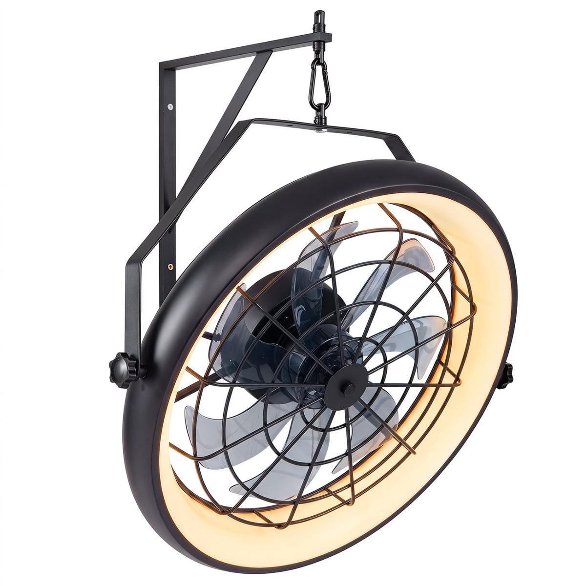 20” Wall Mounted Fan with Dimmable LED Light and 6 Wind Speeds-Black-Ceiling Fans-DECOROLALA