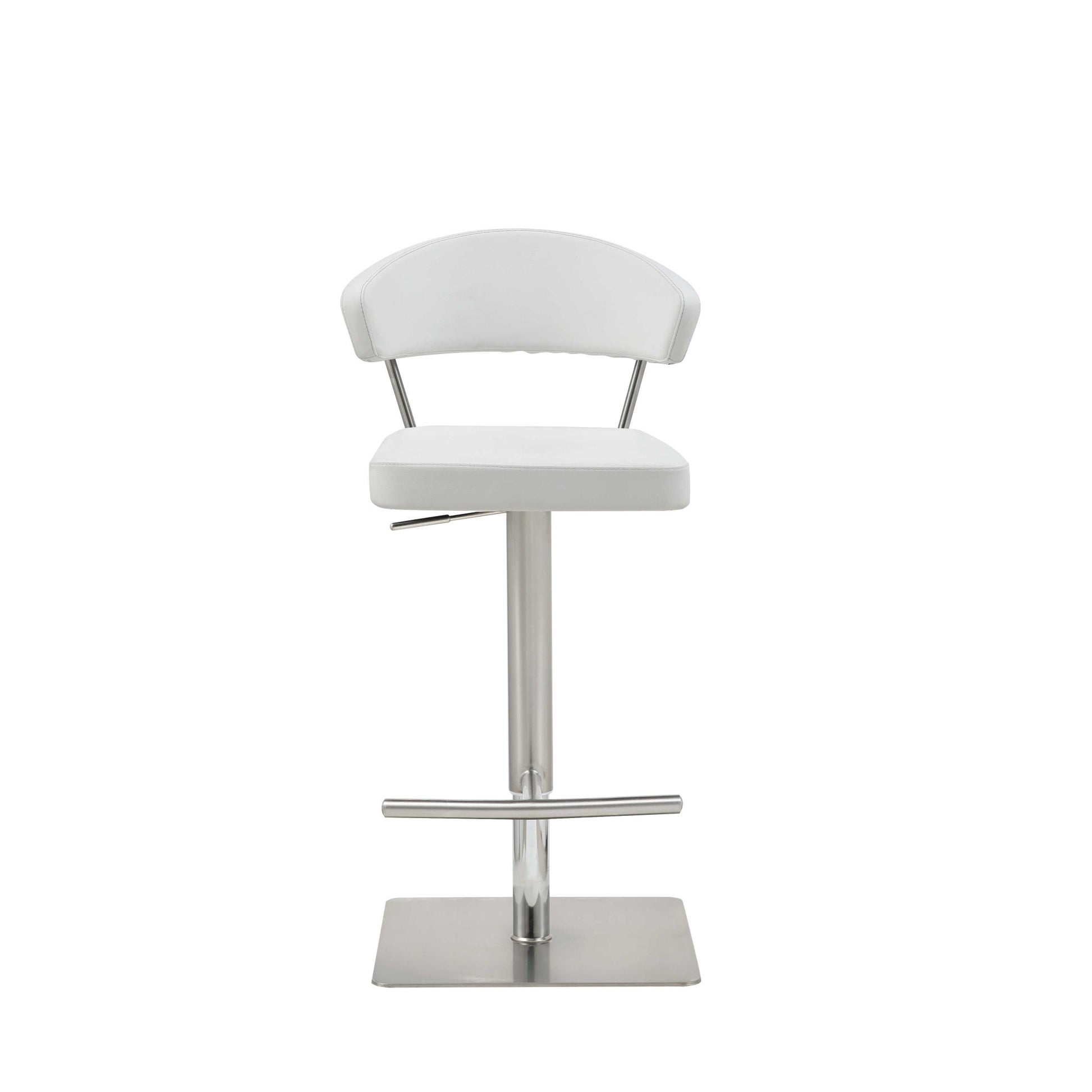 20 " White And Silver Stainless Steel Bar Chair-Bar Chairs-DECOROLALA