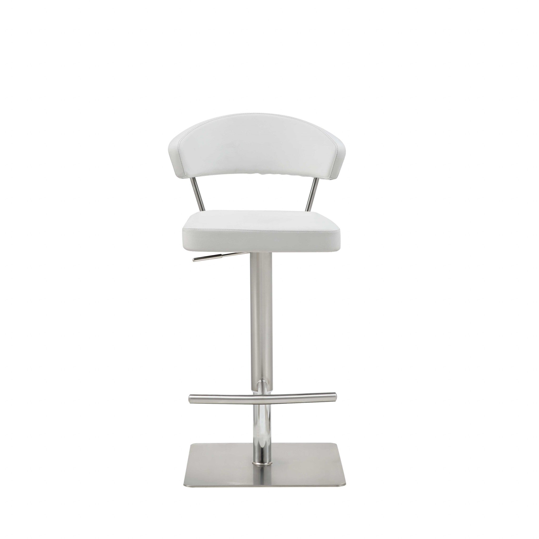 20 " White And Silver Stainless Steel Bar Chair-Bar Chairs-DECOROLALA