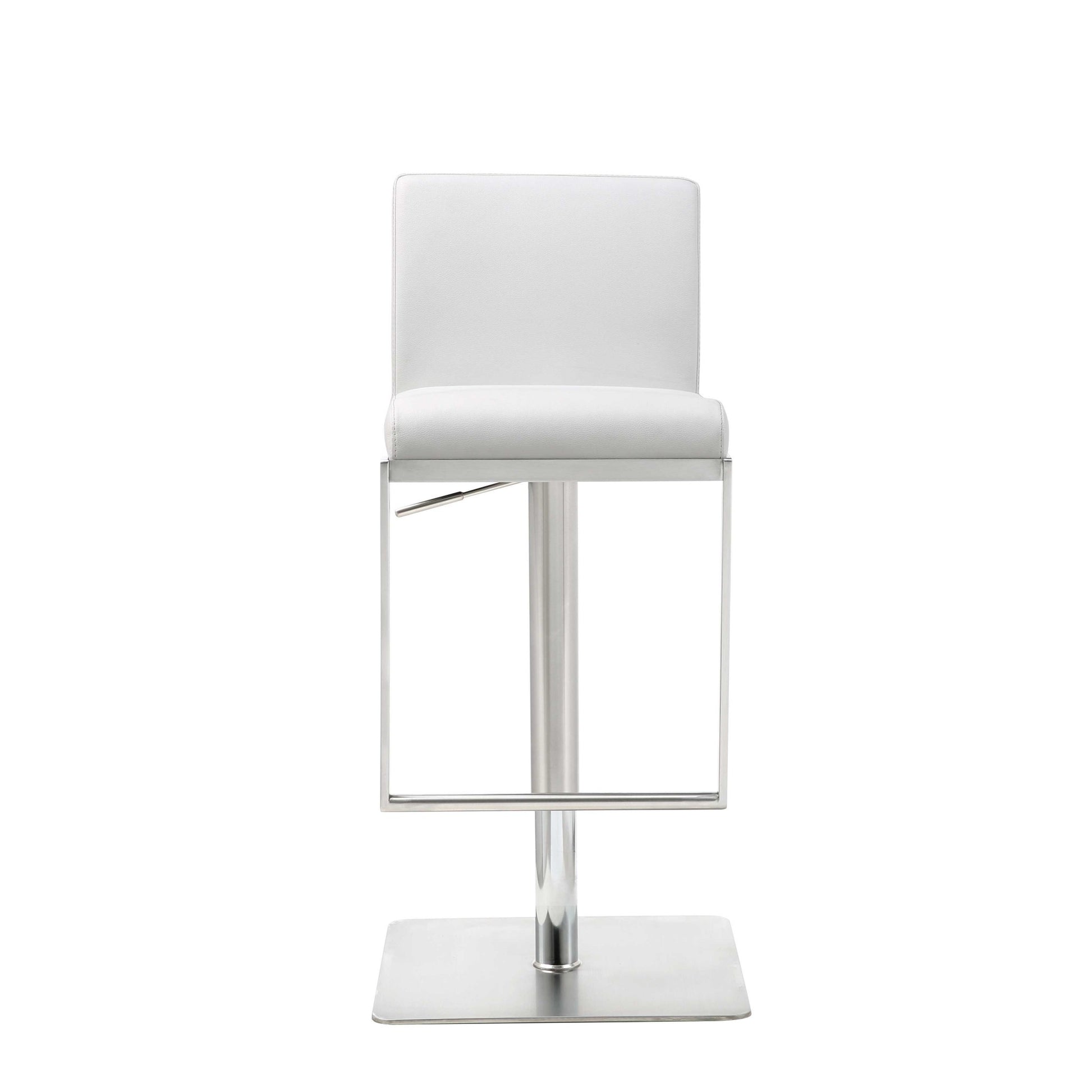 20 " White And Silver Stainless Steel Bar Chair-Bar Chairs-DECOROLALA