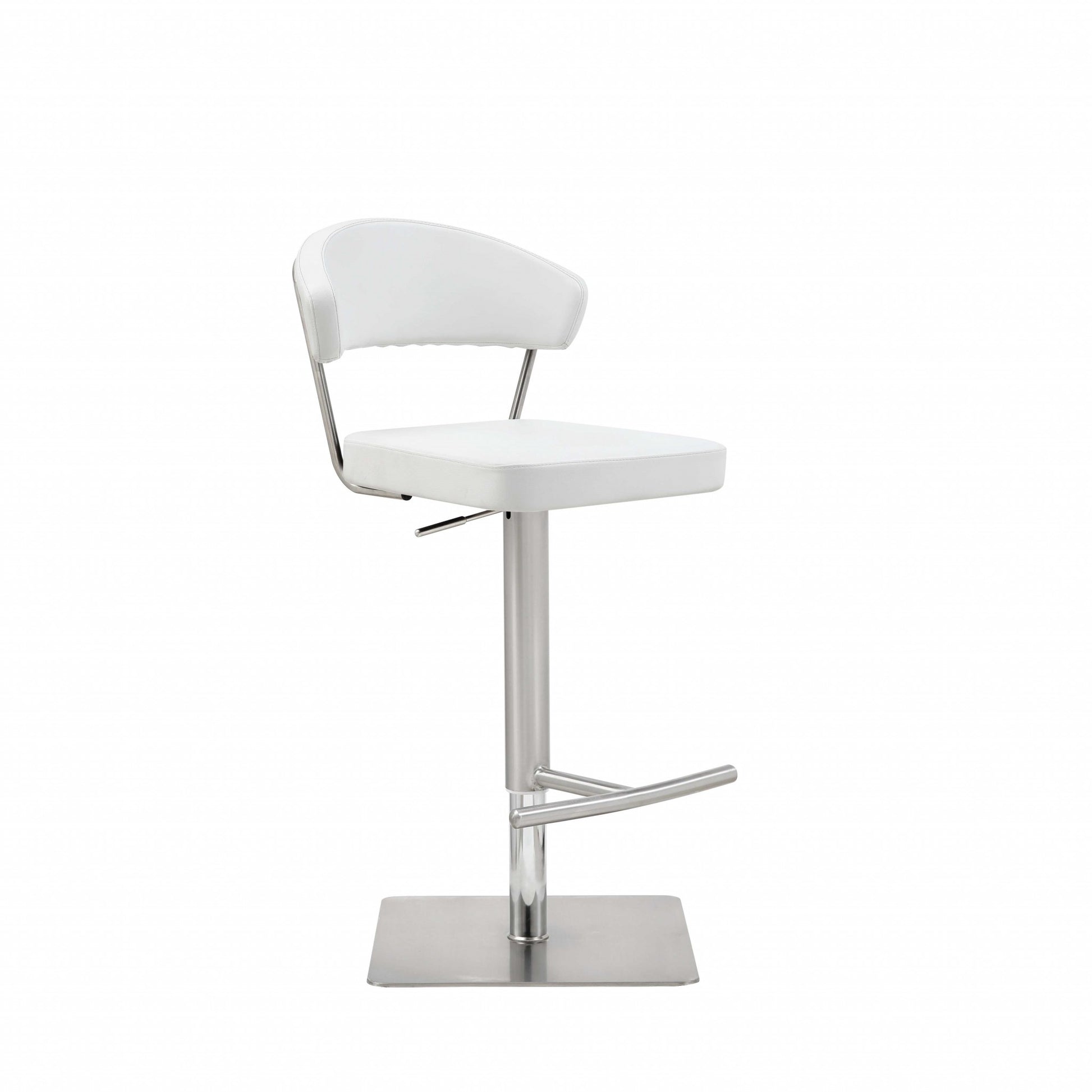 20 " White And Silver Stainless Steel Bar Chair-Bar Chairs-DECOROLALA