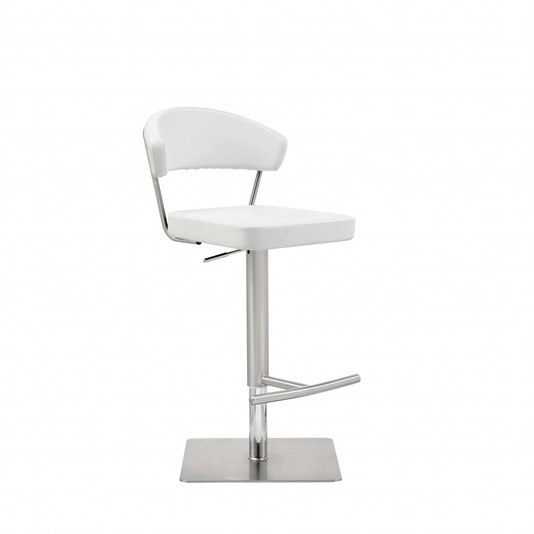 20 " White And Silver Stainless Steel Bar Chair-Bar Chairs-DECOROLALA